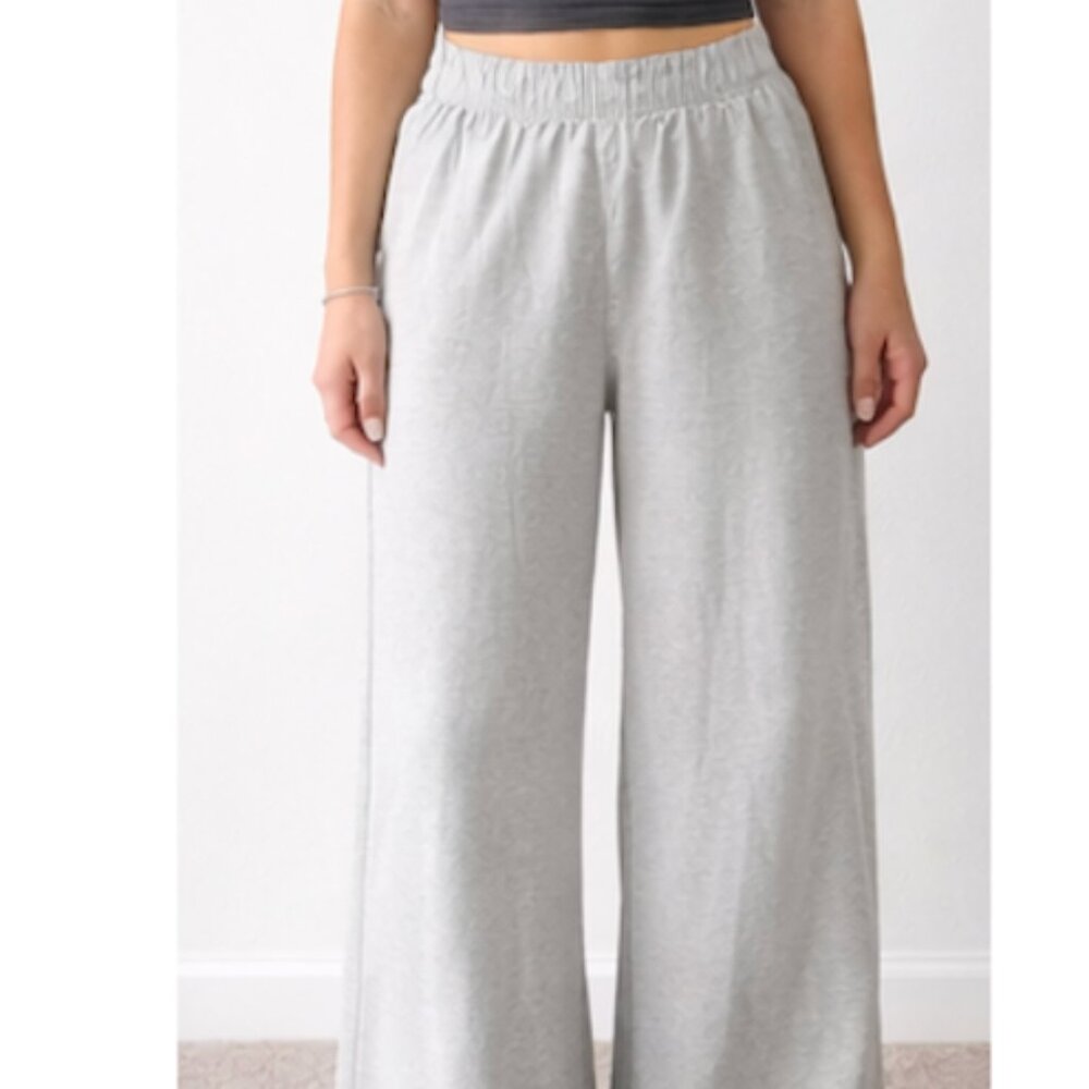 H&M Sand Beige Elastic Waist Wide-Leg Pants